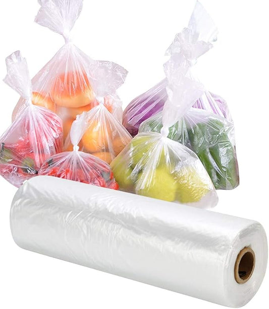 RyhamPaper Food Storage Bags, 1 Roll 16 x 20 Plastic Produce Bag on a Roll Fruits, Vegetable, Bread, Food Storage Clear Bags, 350 Bags