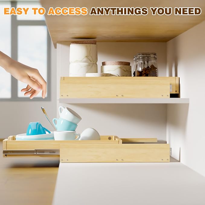 Pullout Cabinet Organizer, 29''W횞21''D횞3''H Slide Out Shelves for Kitchen Cabinets, Pull out Drawers for Kitchen Cabinets, Pantry, Bathroom, & Storage Organization