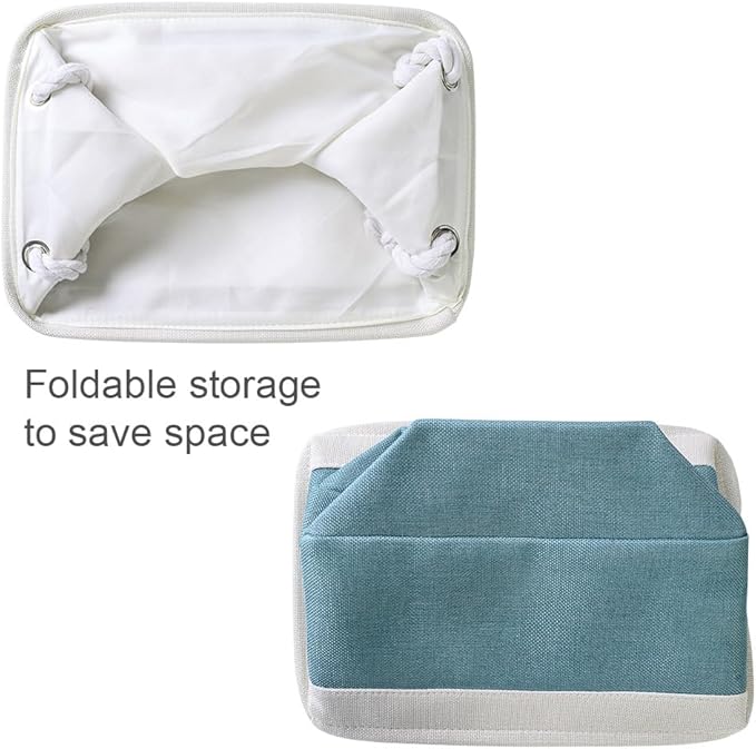 TheWarmHome Fabric Storage Bin with Handles,Storage Basket for Home Storage and Organization, Shelf Basket with Cover for Living Room Bedroom Closet竊늋hite & Green Medium 13.8L횞9.8W횞6.7H