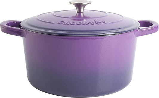 Crock-Pot Artisan 7-Quart Round Enameled Cast Iron Dutch Oven ??Lavender Purple, Durable Heavy-Duty Cookware for Slow Cooking, Baking, Roasting with Lid