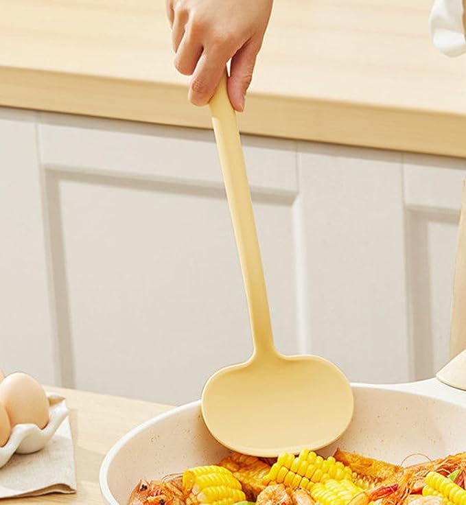 Round Silicone Spatula Turner, Kitchen Utensil for Cooking and Flipping (1, White, L)