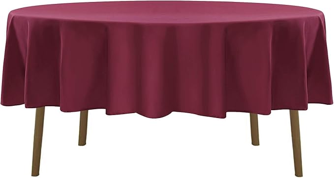 Cupuamon 90 inch Round Tablecloth Washable Polyester Table Cloth Decorative Table Cover for Wedding Party Dining Banquet（90 inch,Burgundy）