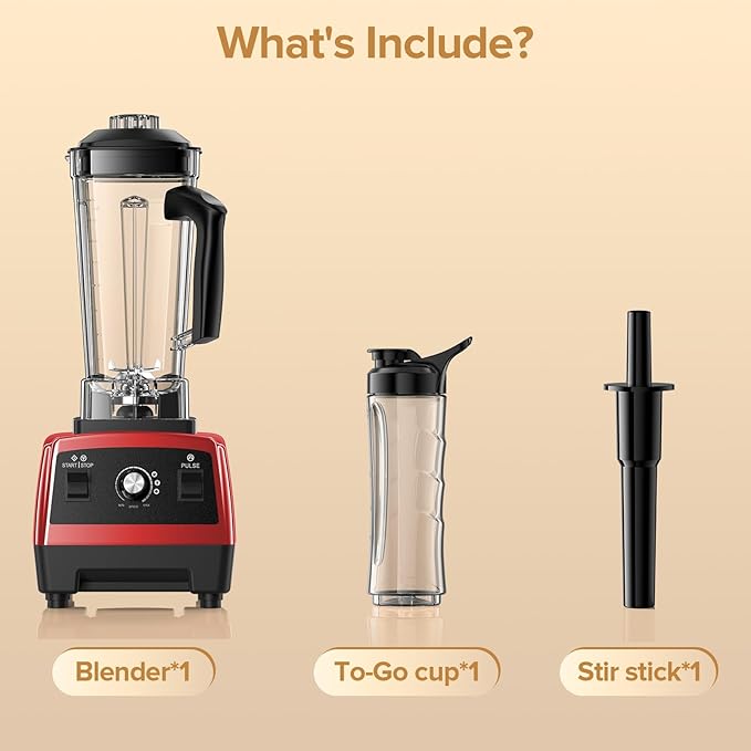 Blender for Smoothies, Blenders for Kitchen with 68Oz. Pitcher and 20Oz.Juicer Container, Smoothie Blender for Ice Crushing, Frozen Fruits, Red