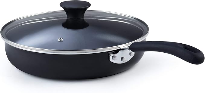 Cook N Home 10.5-Inch/3.5 Quart Nonstick Deep Saute Fry Pan/Jumbo Cooker with Lid, Black