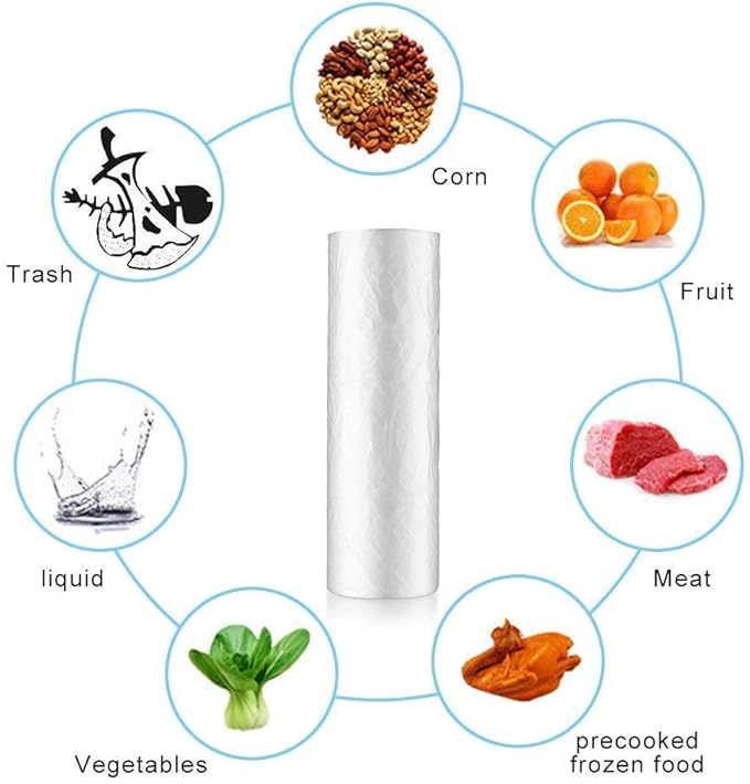 RBHK 12x16 Plastic Produce Bag on a Roll Clear Food Storage Bags, Pet Bags, Diapers Bags, One Roll 350 Bags (4 Rolls)