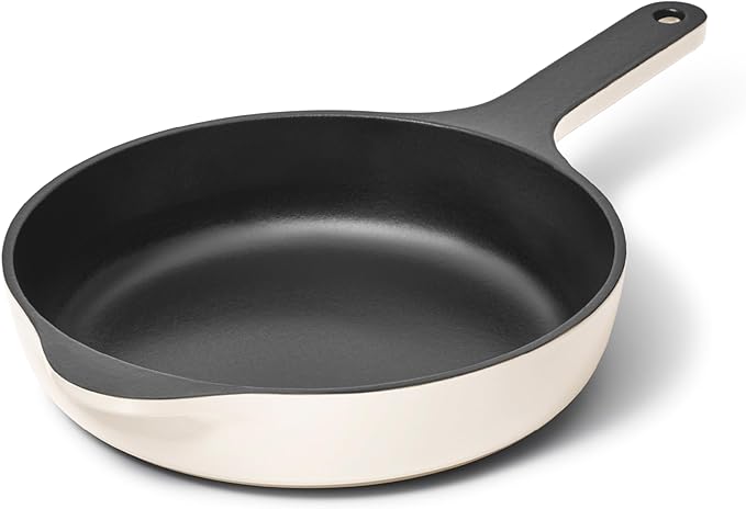 Caraway Cast Iron Skillet - 8??Enameled Cast Iron Pan With 3 Layer Enamel Coating - No Seasoning Required - Compatible With All Stovetops - Free From Forever Chemicals - Cream