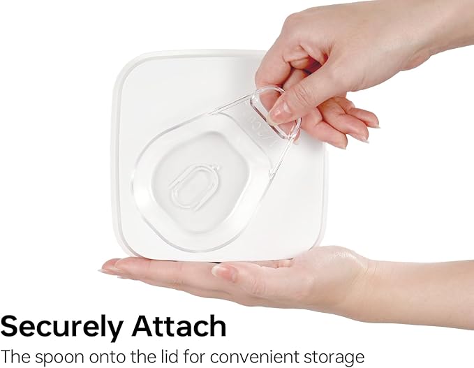 Felli Flip Tite Acrylic Food Storage Container with Lid 6??XL Air Tight Ring Seal Flip Top, Plastic Kitchen Baking Canister for 5 lb Flour Protein Powder Pantry Organizer (Nest-L, White) With Scoop
