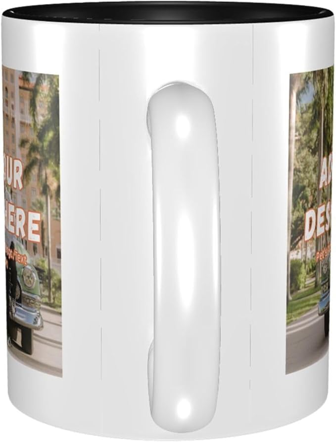 Custom Color Mugs with Partial or Full-Size Printing Customizable Photos and Text Coffee Mugs Creative Multicolor Designs Image (Partial, Black)