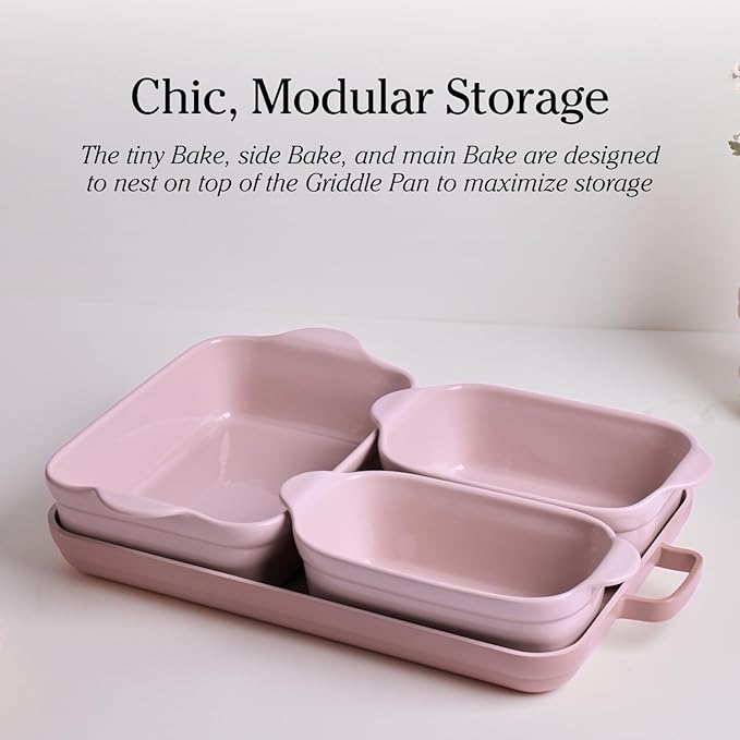 Our Place Bakeware Set | 5-Piece Ceramic Bakeware Collection with Stovetop-to-Oven Griddle Pan | PFAS-Free Non-Toxic Nonstick Pans, Oven Mat & Baking Dishes | Sage