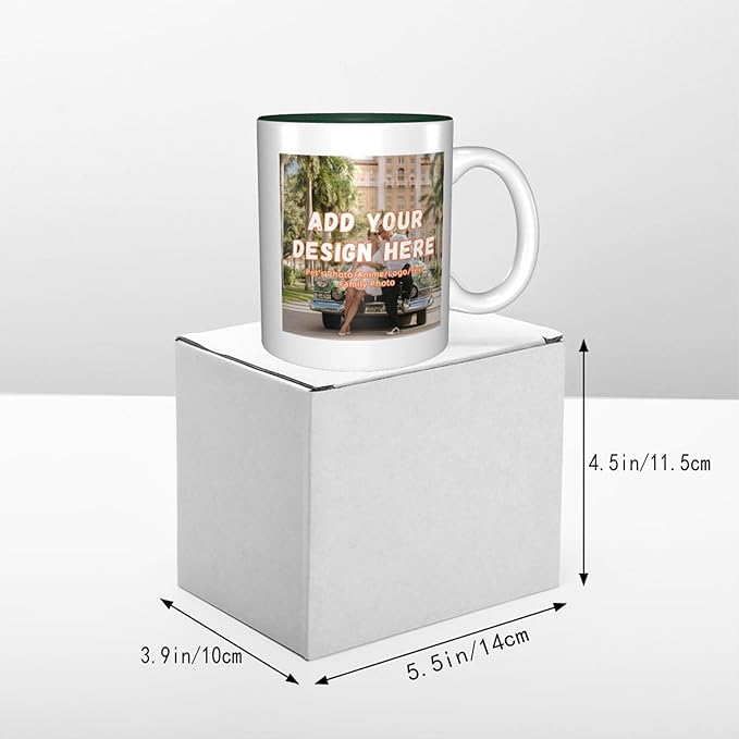 Custom Color Mugs with Partial or Full-Size Printing Customizable Photos and Text Coffee Mugs Creative Multicolor Designs Image (Partial, Dark Green)