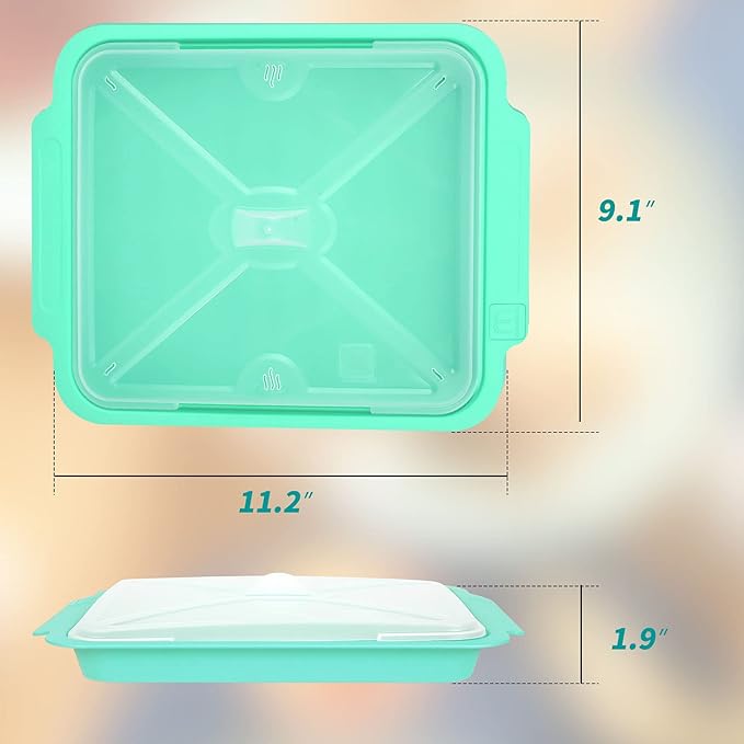 MMUGOOLER Microwave Easy Bacon Maker/Cooker with Lid, Safety, Quick and with No Mess, 11.3??L x 9.0" W x 2.4" H- Blue