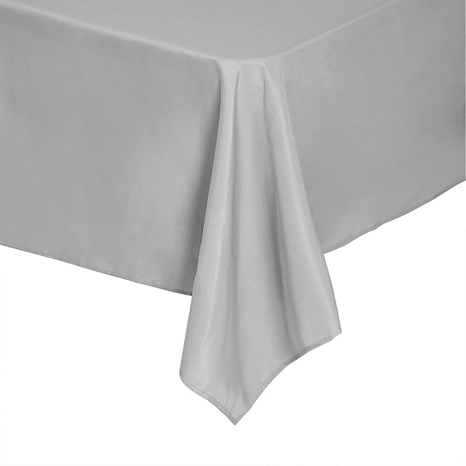 Cupuamon Rectangle Tablecloth 90x156 inch Washable Polyester Fabric Table Cloth for Wedding Party Dining Banquet Decoration（90x156, Silver）