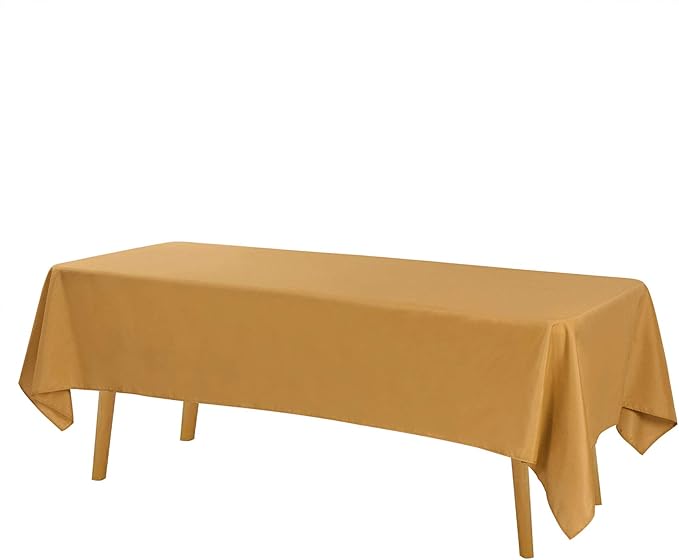 Cupuamon Rectangle Tablecloth 60x102 inch Washable Polyester Fabric Table Cloth for Wedding Party Dining Banquet Decoration（60x102, Gold）