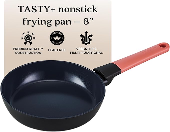 Brabantia Tasty+ 8??Nonstick Frying Pan ??PFAS/PFOA/PTFE Free Ceramic Skillet with Stay?멌ool Handle, Easy Clean, Even Heating, Ideal for Eggs & Small Meals