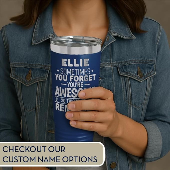 Spotted Dog Company Inspirational Tumbler, Inspirational Gifts for Men Dad Father Wife Sister Women, Birthday For Him Her, You?셱e Awesome Tumbler, Teacher Coworker Gifts 20oz Navy Blue