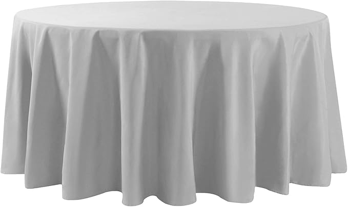 Cupuamon 120 inch Round Tablecloth Washable Polyester Table Cloth Decorative Table Cover for Wedding Party Dining Banquet（120 inch,Silver）