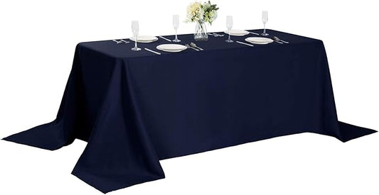 Cupuamon Rectangle Tablecloth 90x132 inch Washable Polyester Fabric Table Cloth for Wedding Party Dining Banquet Decoration（90x132, Navy）