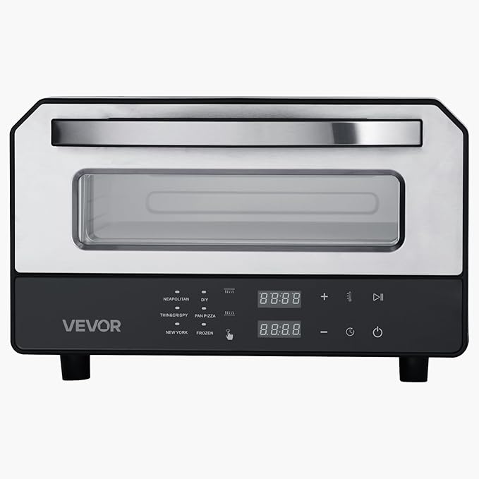 VEVOR Electric Pizza Oven, Smart Pizzas Maker Indoor with 5 Preset, 12-Inch Countertop Pizza Cooker w/Touch Srceen, 750??Max Temp, 2-Min Rapid Baking Oven Thin & Crispy, Neapolitan, Frozen, New York