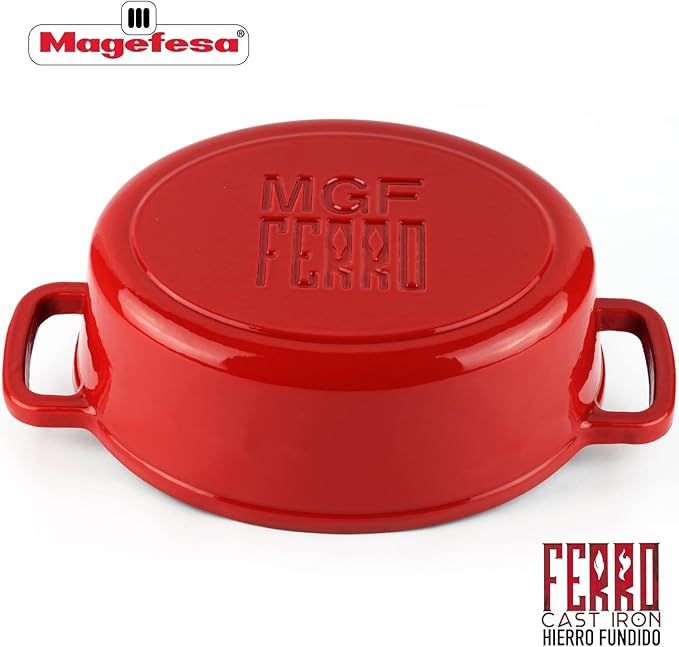 Magefesa FERRO 11-Inch Enameled Cast Iron Oval Dutch Oven with Lid, 3.5 Quarts, Superior Heat Retention & Distribution, Compatible with All Stovetops, Induction & Oven Safe