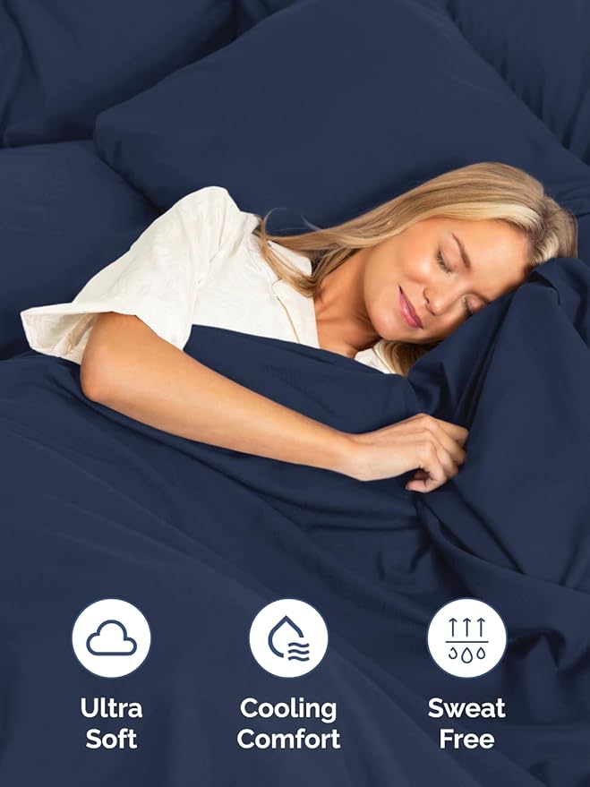 Extra Deep Pocket King Sheets - 4 Piece Breathable & Cooling Bed Sheets - Hotel Luxury Bed Sheet Set - Soft, Wrinkle Free & Comfy - Easily Fits Extra Deep Mattresses - Deep Pocket Navy Blue Sheets Set