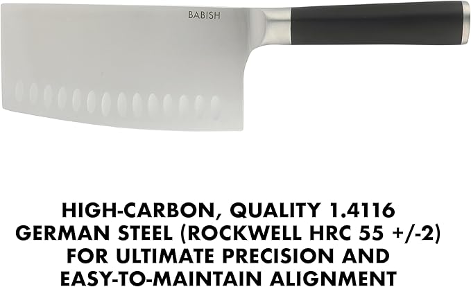 Babish 6.5-Inch Forged Cleaver Knife ??High-Carbon 1.4116 German Steel Full Tang Kitchen Knife for Heavy-Duty Chopping and Slicing