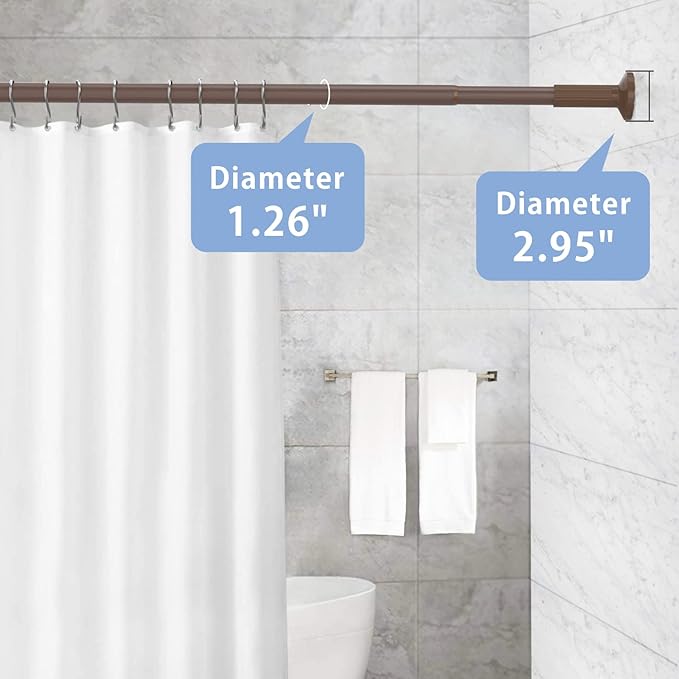 Tension Shower Curtain, Spring Shower Tension Curtain Rod, Closet Rod, for Windows or Shower, Rust Resistant Easy to Install, Umimile (Brown, 51-86??