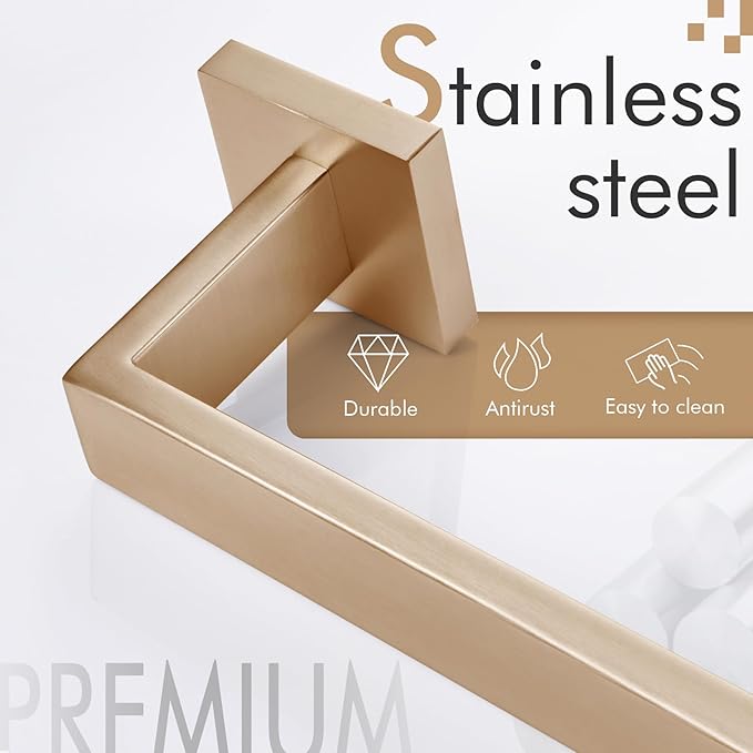 KOKOSIRI 32-Inch Towel Rack for Bathroom Kitchen Towel Rails Wall Mount SUS304 Stainless Steel Towels Holder, Champagne Bronze B4003CPG-L32