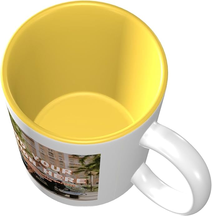 Custom Color Mugs with Partial or Full-Size Printing Customizable Photos and Text Coffee Mugs Creative Multicolor Designs Image (Partial, Yellow)