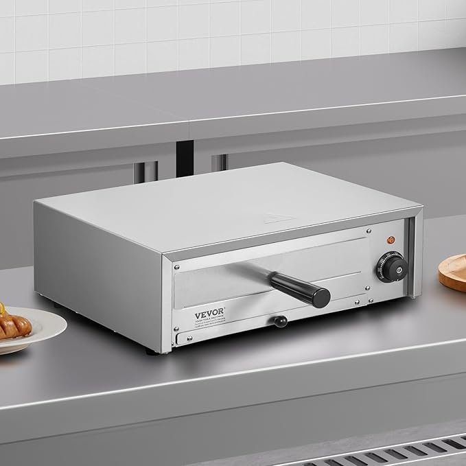 VEVOR Countertop Electric Pizza Oven, 12-inch, 1500W, 122-662??Temp Range, Stainless Steel Construction and Easy-to-Clean Crumb Tray, Suitable for Both Commercial and Home Use