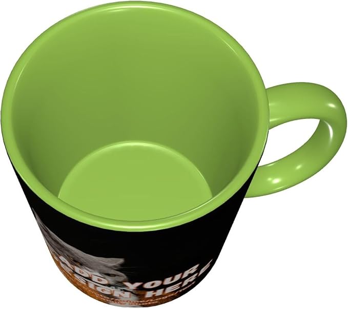 Customizable Mugs and Coffee Cups with Various Creative Designs Customize Your Photos Images Texts Partial or Full-Size Printing (Full-Width, Green)