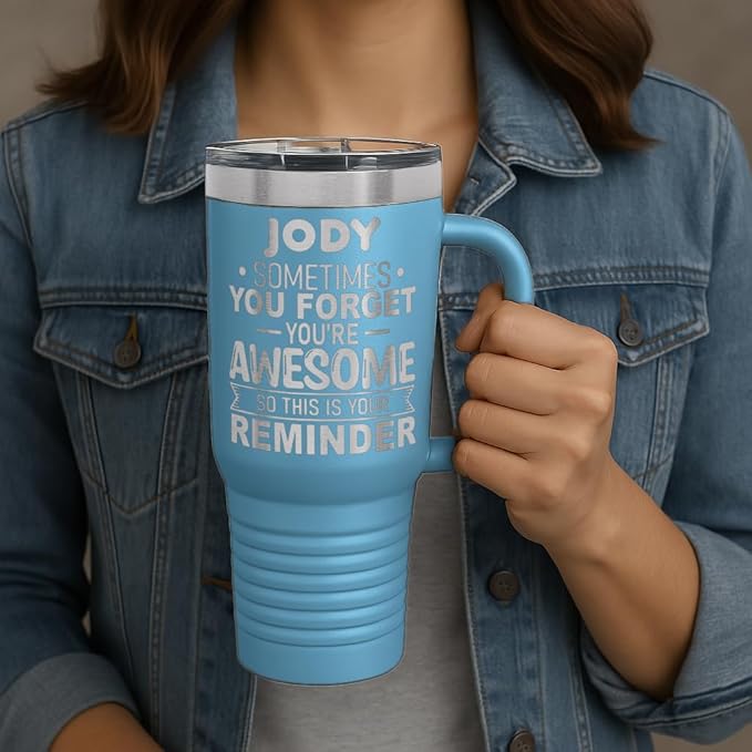 Personalized Inspirational Tumbler, Inspirational Gifts for Men Dad Father Wife Sister Women, Custom Birthday For Him Her, Customized You?셱e Awesome Tumbler, Teacher Coworker Gifts 40oz Light Blue