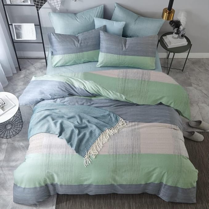 LifeTB Twin XL Comforter Set Patchwork Bedding Comforter Set Soft Fluffy Geometric Plaid Bedding Set for All Seasons Cozy Patchwork Plaid Checkered Pattern Comforter Twin XL with 2 Pillow Shams