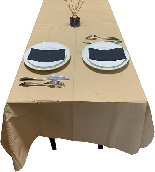 [6 Pack] Kraft Paper Tablecloth Disposable for Rectangle Tables, 54 X 108 Inch Party Table Cover with Plastic Backing, Waterproof 3 Ply Table Cloth for Wedding Valentine's Day BBQ Birthday