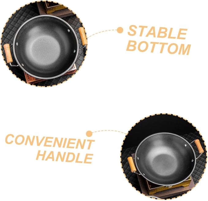 Double Handle Nonstick Cooking Wok Household Cookware with Handles for Hot Pot and Everyday Cooking Easy to Transport