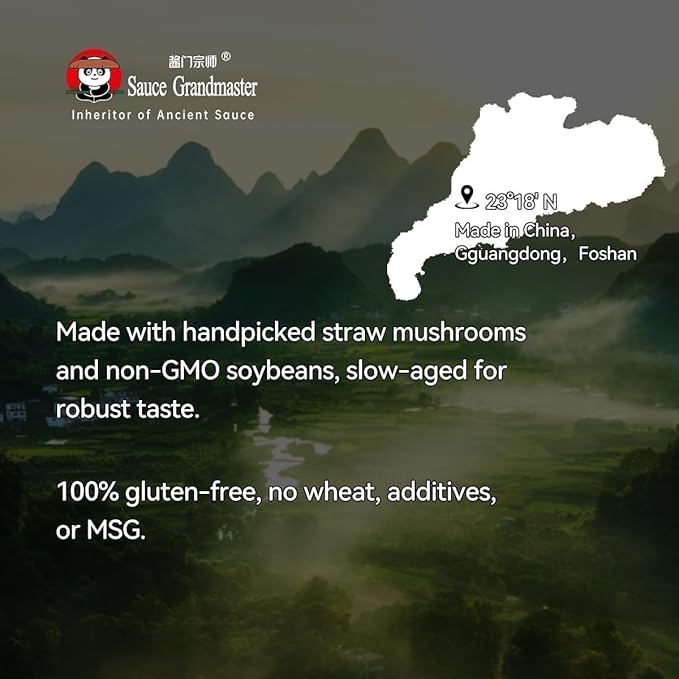 Gluten-Free Mushroom Dark Soy Sauce ??Pure Artisan, Naturally Brewed Chinese Soy Sauce, Non-GMO, No Wheat or MSG, Rich Umami for Stir-Fry, Braising & Marinades, 8.5 fl oz ??Sauce Grandmaster