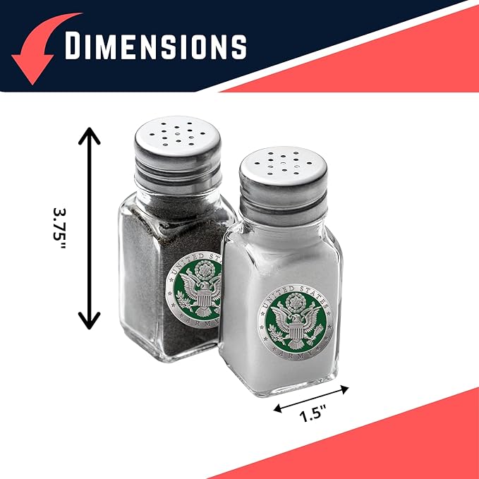 Heritage Pewter Army Salt and Pepper Shaker Set of 2 Bottles | Expertly Crafted Pewter Glass