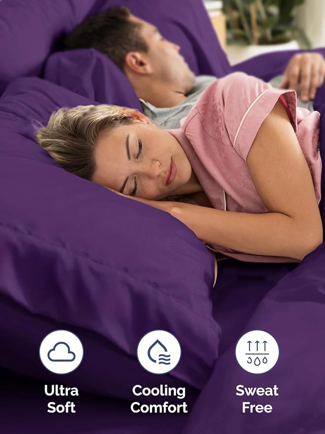 Extra Deep Pocket Full Sheets - 4 Piece Breathable & Cooling Bed Sheets - Hotel Luxury Bed Sheet Set - Soft, Wrinkle Free & Comfy - Easily Fits Extra Deep Mattresses - Deep Pocket Purple Sheets Set