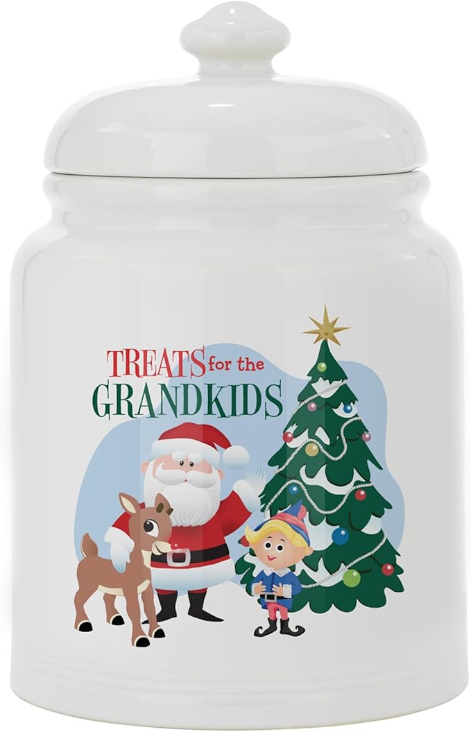 Let's Make Memories Personalized Rudolph Family Treats Cookie Jar-For Her- Kitchen Christmas Decor