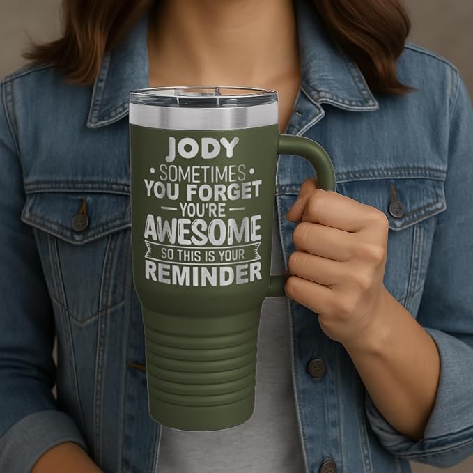 Personalized Inspirational Tumbler, Inspirational Gifts for Men Dad Father Wife Sister Women, Custom Birthday For Him Her, Customized You?셱e Awesome Tumbler, Teacher Coworker Gifts 40oz Olive