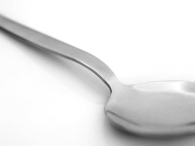 Kunz Perforated and Regular Set | Pack of 2 | 18/10 Stainless Steel | 9 Inch Cooking Dinner Serving Basting Quenelle Chef Spoon |