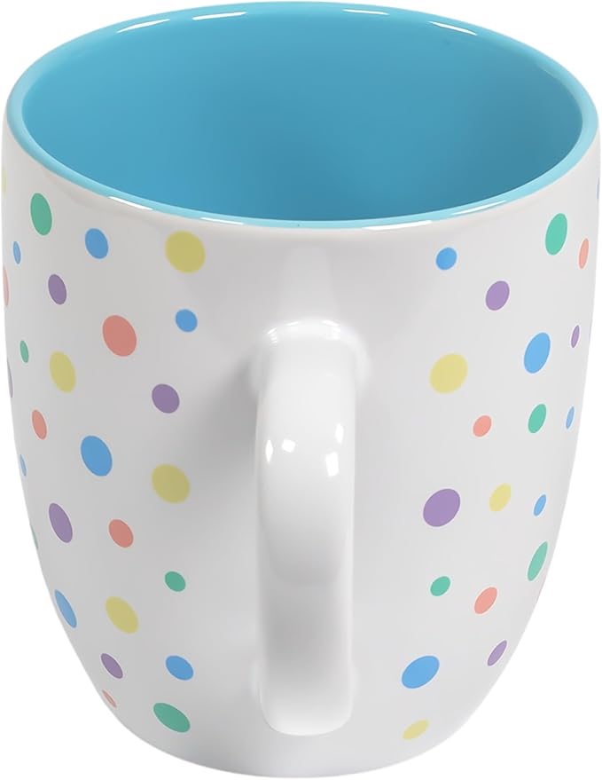 Poppy Blue Cute Coffee Mug with Pastel Confetti Sprinkles | Birthday Cake Coffee Cup Gift | Large White Ceramic Cup | Ice cream and Dunkin Donuts Coffee Mugs