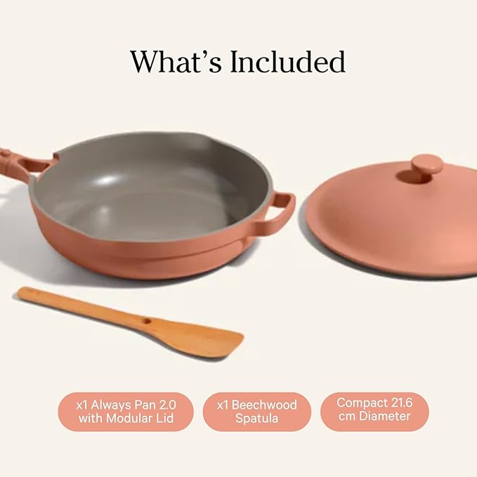 Our Place Mini Always Pan | 8.5" Ceramic Pan with Modular Lid & Beechwood Spatula | Patented 10-in-1 Nonstick, Non-Toxic Cookware Made Without PFAS | Induction & Oven-Safe up to 450째F | Spice