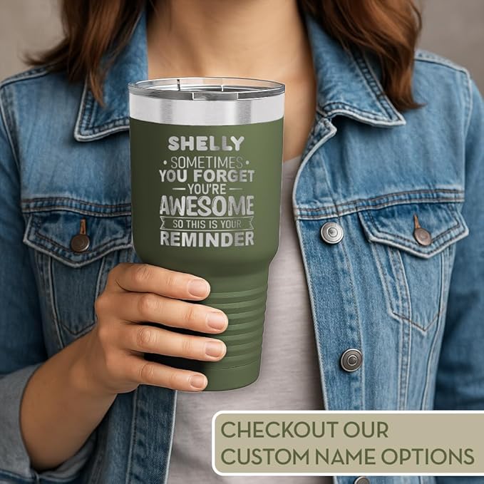 Spotted Dog Company Inspirational Tumbler, Inspirational Gifts for Men Dad Father Wife Sister Women, Birthday For Him Her, You?셱e Awesome Tumbler, Teacher Coworker Gifts 30oz Olive
