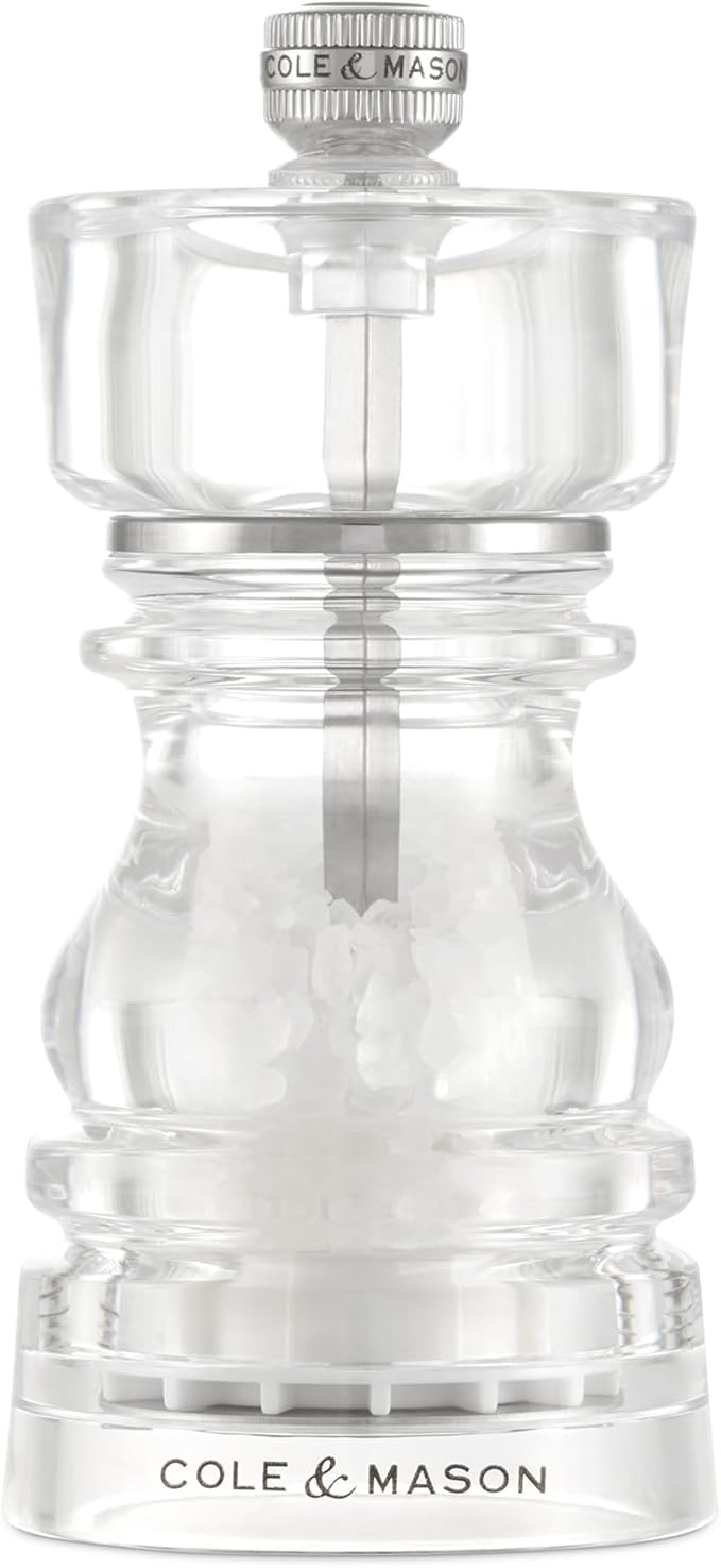 Cole & Mason London Refillable Spice Mill - Kitchen & Home Accessory - Table Salt Grinder - Salt Mill with Ceramic Mechanism - 5", Acrylic