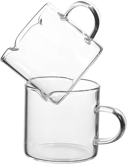 2 Pcs Small Clear Glass Espresso Cups with Comfortable Handle Heat-resistant Borosilicate Glass Coffee Mugs for Coffee Tea Milk Versatile Use Portable