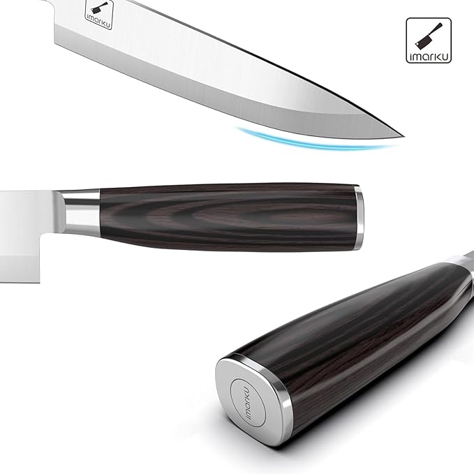 imarku Chef Knife 8-Inch Pro Japanese Kitchen Knife 7Cr17MoV High-Carbon Stainless Steel Paring Knife Ergonomic Handle Rasor Sharp Single-Bevel Edge Christmas and Thanksgiving Gift for Women and Men