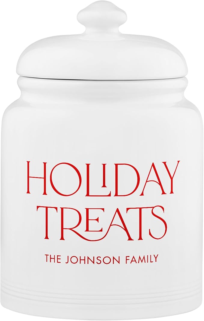 Let's Make Memories Personalized Cookie Jar - For Bakers - Kitchenware - Ceramic - Airtight Lid - Holiday Treats - Christmas Cookie Storage