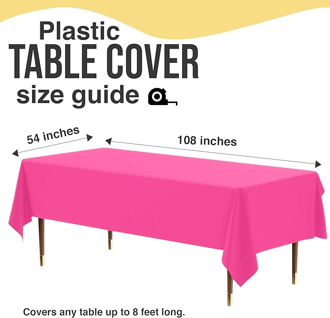 Exquisite 66% Thicker Premium Plastic Table Cloth Rectangle Table Cover 0.5 Mil 24 Pack Cerise Table Cloth 54 Inch x 108 Inch Disposable Tablecloth Won't Tear Easily Like Cheap Thin Brands