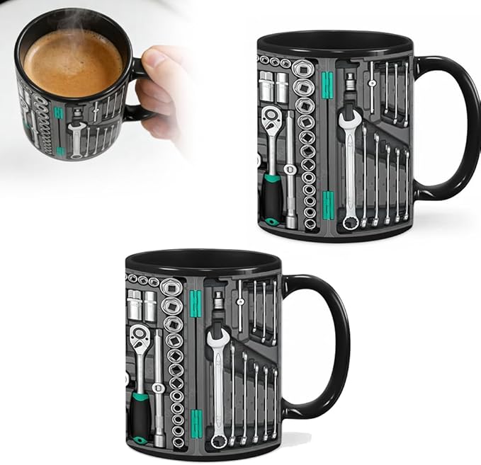 Mechanic Toolbox Mug, 2026 New Unique 3D Mechanic Toolbox Set Coffee Mug, Non-slip Reusable Mug, Suitable as a Gift for Coworkers, Fathers, Renovation Workers (D-2PCS)