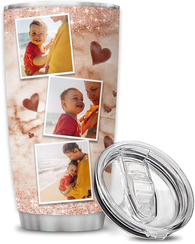 So Many Pets Personalized Photo Mama Tumblers, Birthday Gifts For New Mom Women, Christmas Mothers Day, Mama, Mother, Stainless Steel Insulated Coffee Travel Mug 20oz 30oz with Lid
